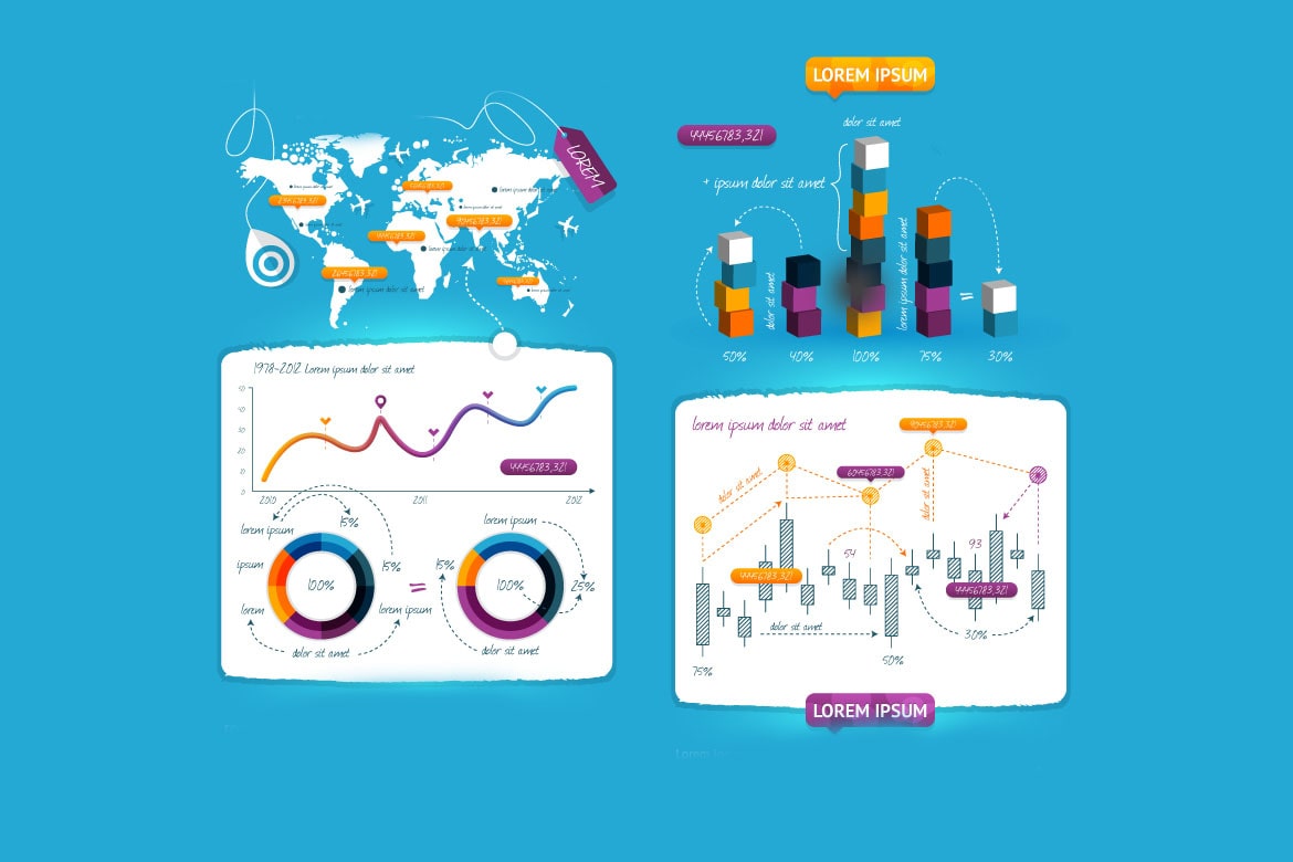 عناصر اینفوگرافیک همراه با قالب وکتور